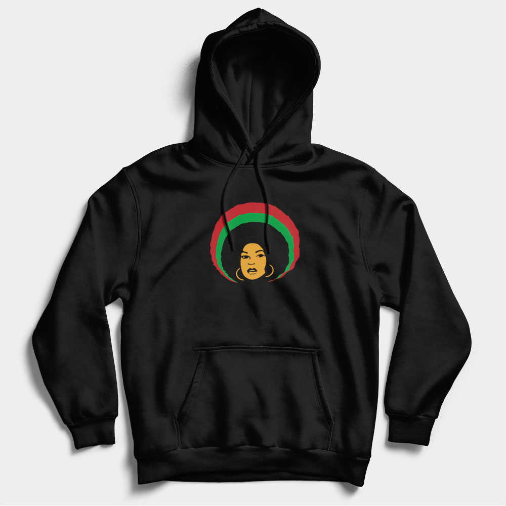 Power in the afro hoodie black