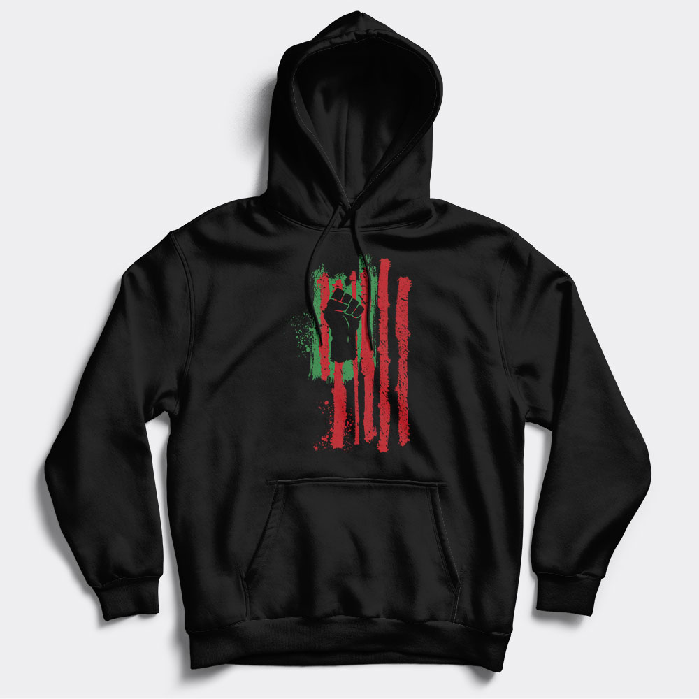 power fist flag red black and green hoodie